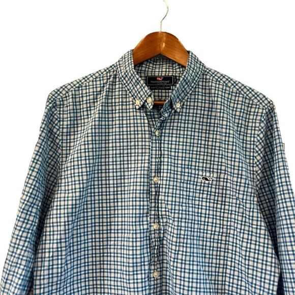 Vineyard vines blue checkered slim fit tucker shirt - Picture 2 of 10